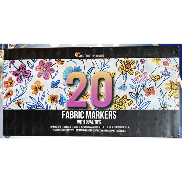 Zenacolor Fabric Markers Dual Tip Fine+Chisel Point Crafting Permanent 20 Set - Picture 3 of 7